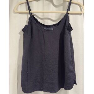Abercrombie & Fitch Navy Blue Ruffle Neck Satin Camisole Top Small